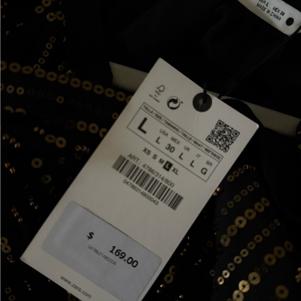 ZARA Black and Gold Sequin Dress Size Large - with tags! - Picture 4 of 6